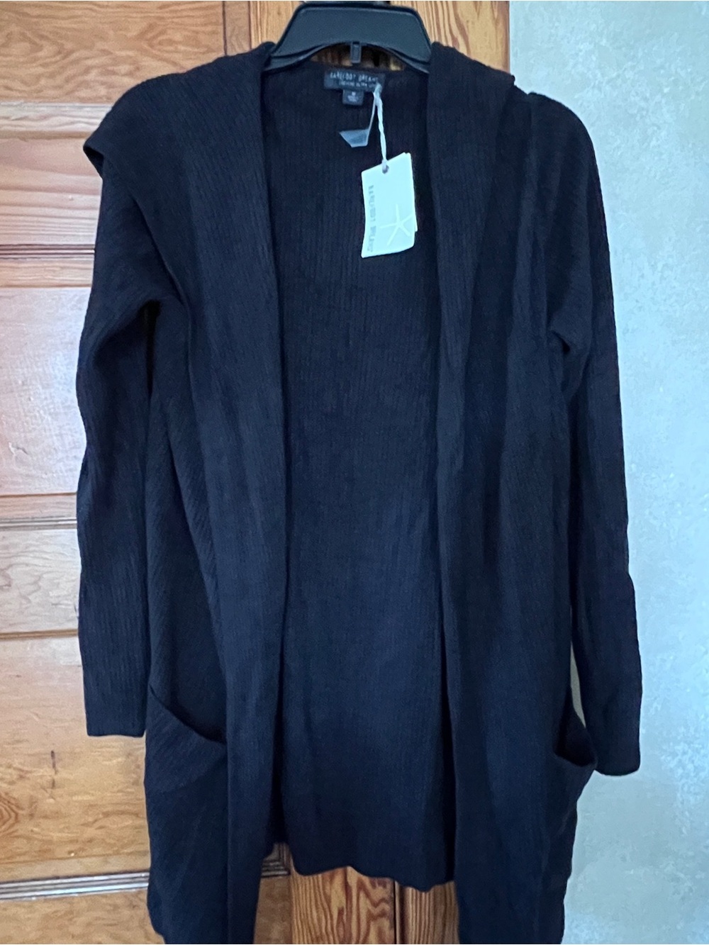 NWT Barefoot Dreams CozyChic Ultra Lite Black Soft Plush Robe Pockets Size M